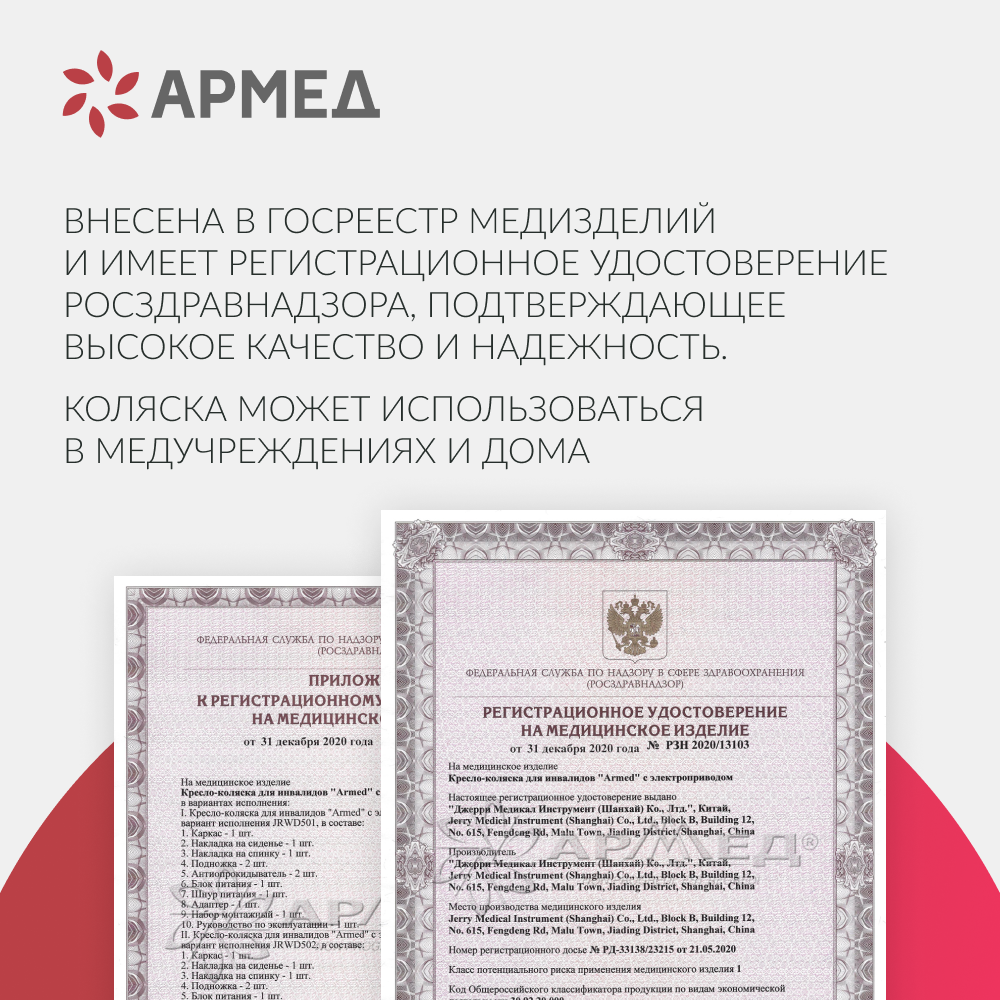 Кресло-коляска для инвалидов Армед JRWD602 