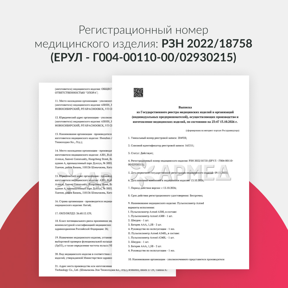 Пульсоксиметр медицинский Армед A300 